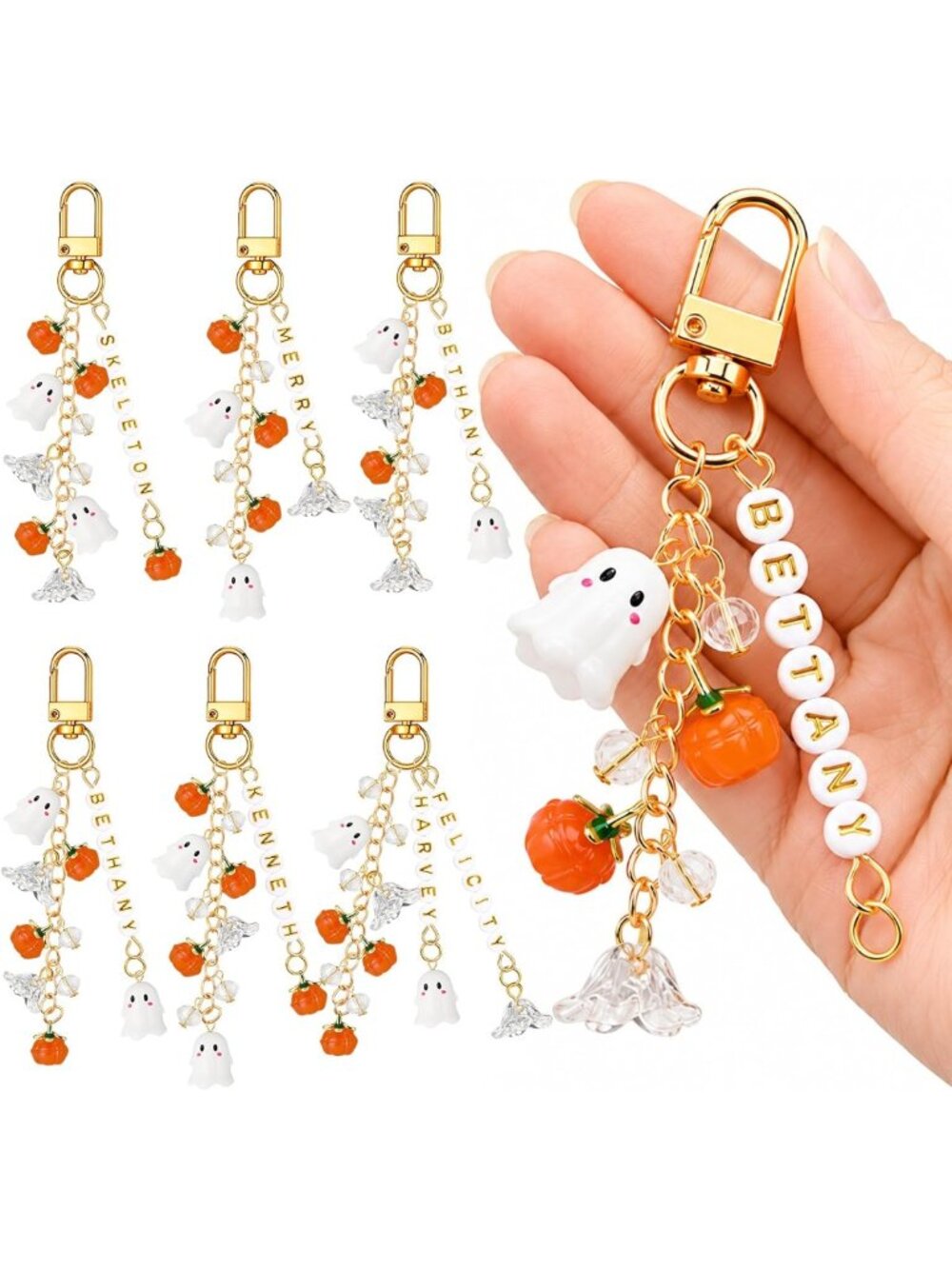 DIY Halloween Ghost Charms Keychain Making Kit - 581pcs Craft Supplies